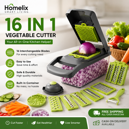 16-in-1 Vegetable Cutter – Multifunctional Chopper & Mandoline Slicer